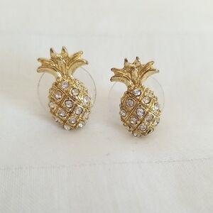 Gold Pineapple Rhinestone Earrings